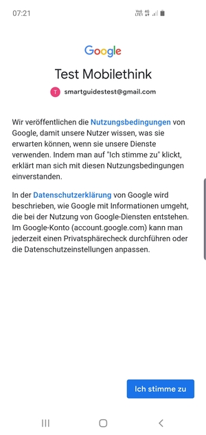 Wählen Sie Ich stimme zu