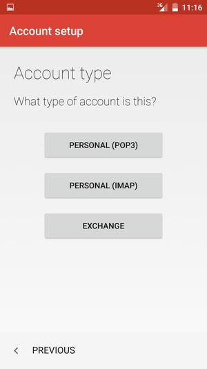 Select PERSONAL (POP3) or PERSONAL (IMAP)