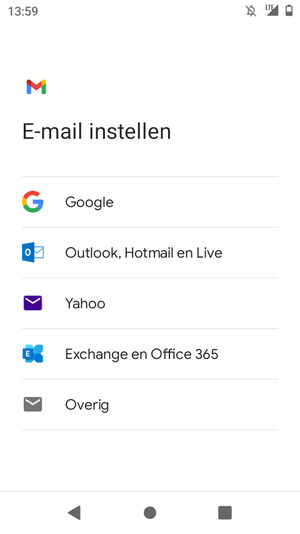 Selecteer Exchange en Office 365