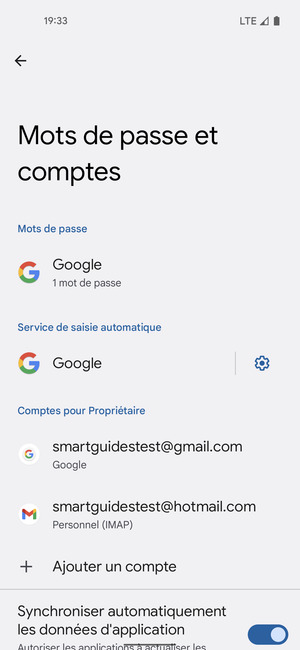 Sélectionnez votre compte Google