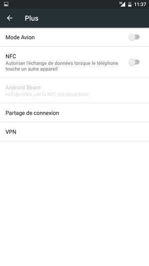 Sélectionnez Partage de connexion