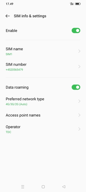 Turn Data roaming on or off