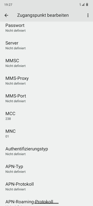 Scrollen Sie nach unten und geben Sie Internetinformationen ein