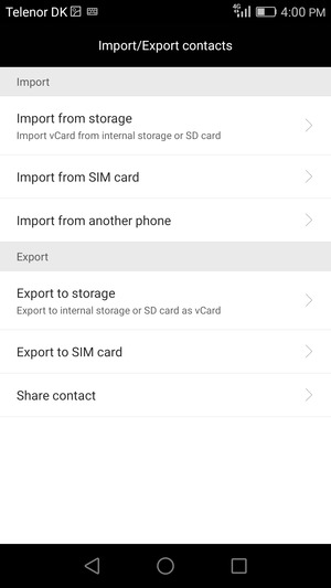 Select Import from SIM card