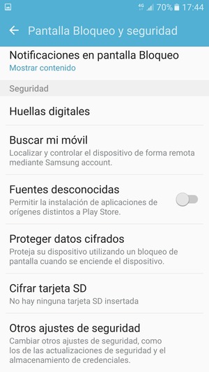 Desplácese y seleccione Otros ajustes de seguridad