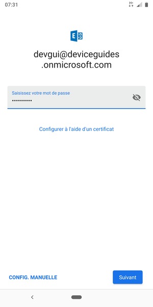 Saisissez votre mot de passe et sélectionnez CONFIG. MANUELLE