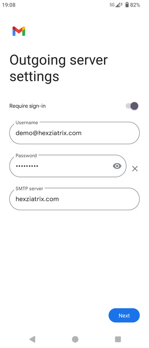 Enter Outgoing server address and select Next