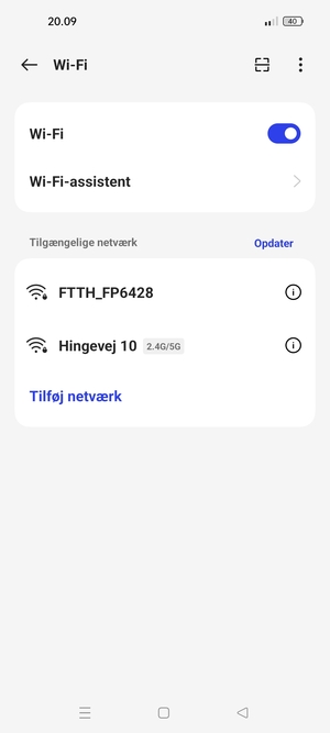 Vælg det trådløse netværk, du ønsker at oprette forbindelse til