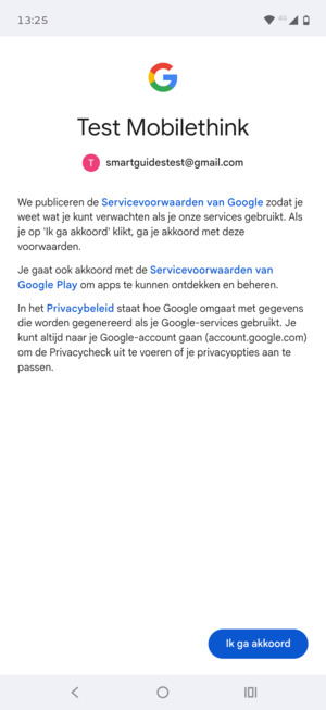 Selecteer Ik ga akkoord