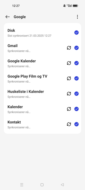 Din informasjon blir synkronisert
