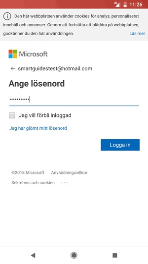 Ange ditt lösenord och välj Logga in