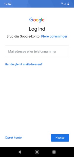 Indtast din Gmail adresse og vælg Næste