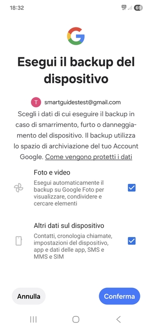 Seleziona le opzioni preferita e poi Conferma