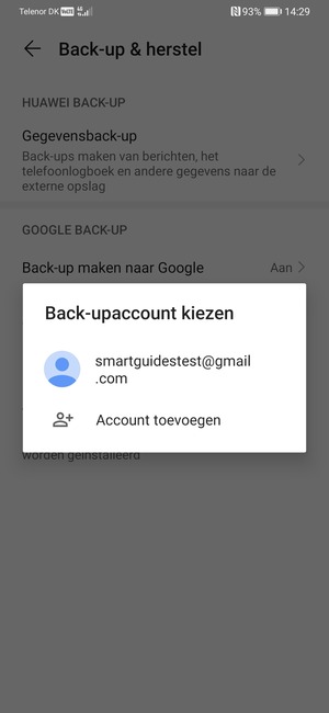 Selecteer uw back-up-account