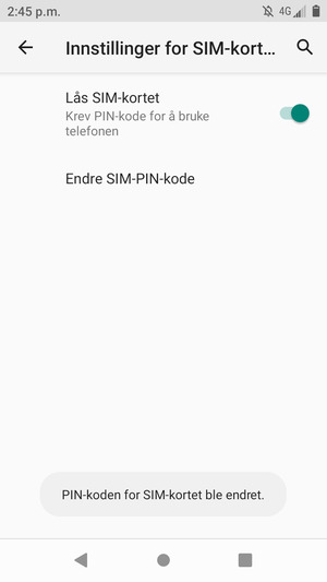Din PIN-kode for SIM-kort er endret