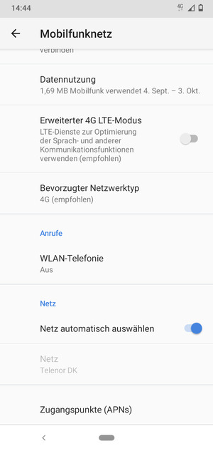 Schalten Sie Netz automatisch auswählen aus