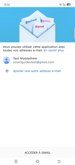 Sélectionnez ACCÉDER Á GMAIL