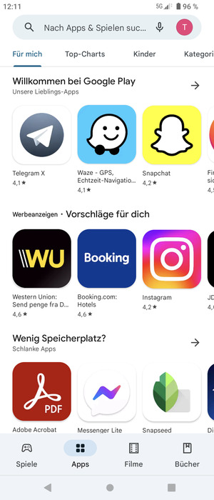 Wählen Sie die Suchleiste