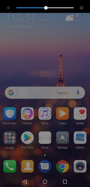 Slide down the top menu