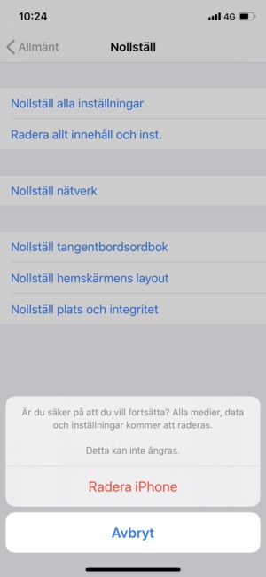 Välj Radera iPhone