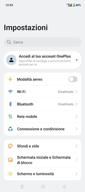 Seleziona Wi-Fi