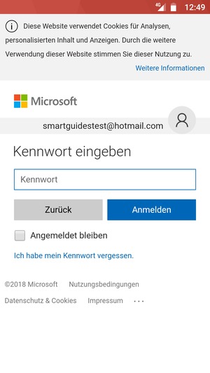 Geben Sie Ihre Passwort ein und wählen Sie Anmelden
