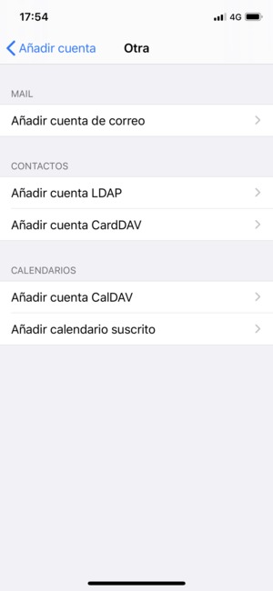 Seleccione Añadir cuenta CardDAV