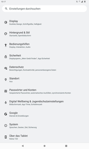 Scrollen Sie und wählen Sie Sicherheit
