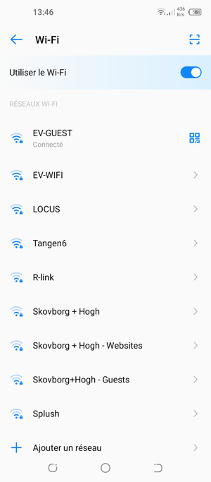 Vous êtes maintenant connecté au réseau Wi-Fi
