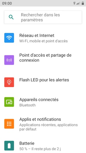Sélectionnez Réseau et Internet