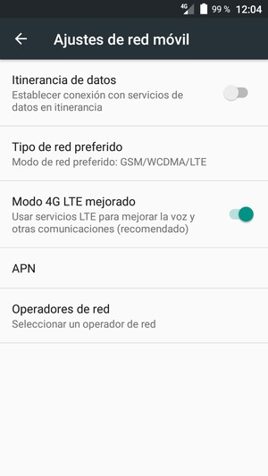 Para cambiar la red en caso de problemas de conectividad, seleccione Operadores de red
