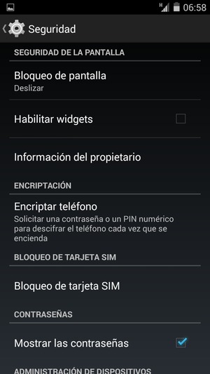 Seleccione Bloqueo de pantalla