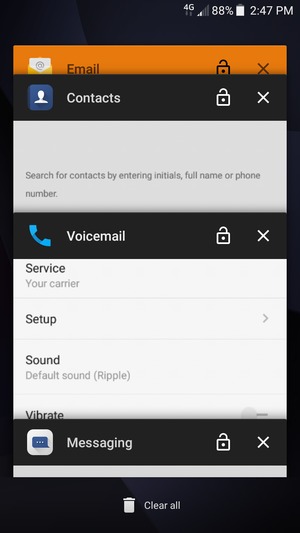 Select Clear all to close all running apps