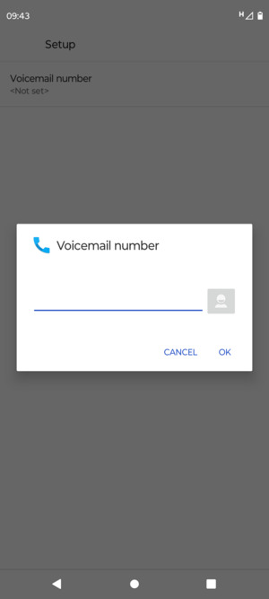 Enter the Voicemail number and select OK