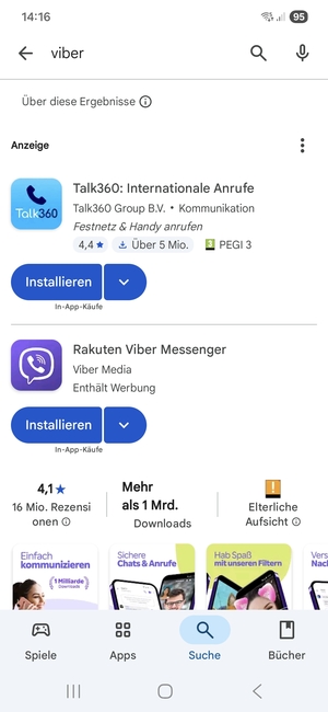 Wählen Sie die App