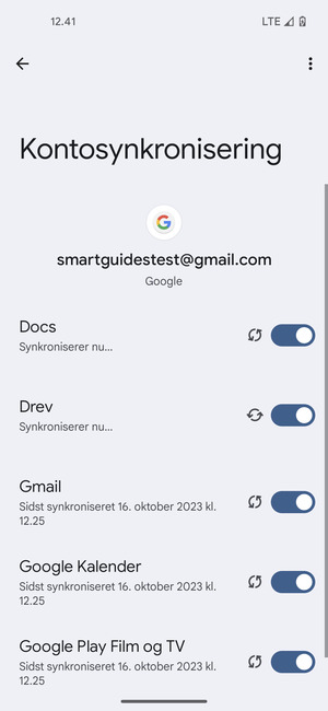 Dine oplysninger vil blive synkroniseret