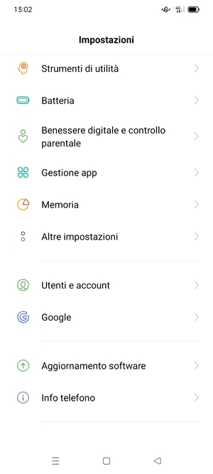 Scorri e seleziona Aggiornamento software