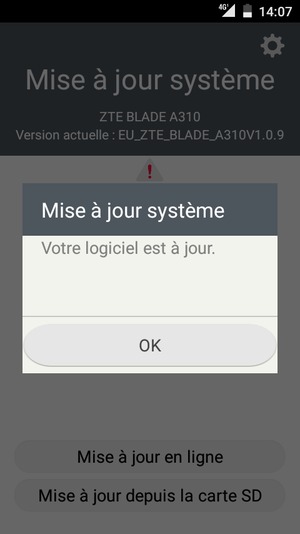 Si votre téléphone est à jour, sélectionnez OK
