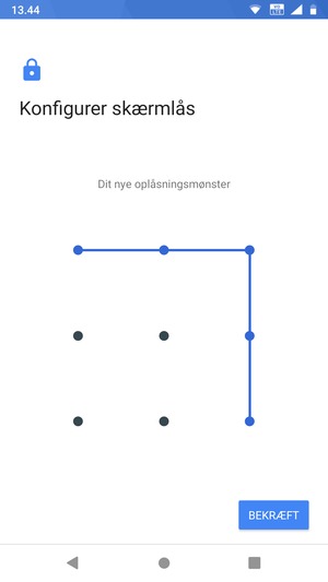 Tegn oplåsningsmønsteret igen og vælg BEKRÆFT
