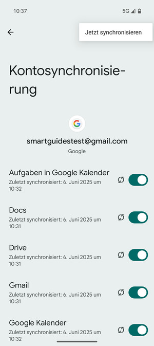 Wählen Sie Jetzt synchronisieren