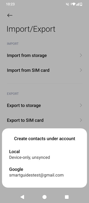 Select your Google account