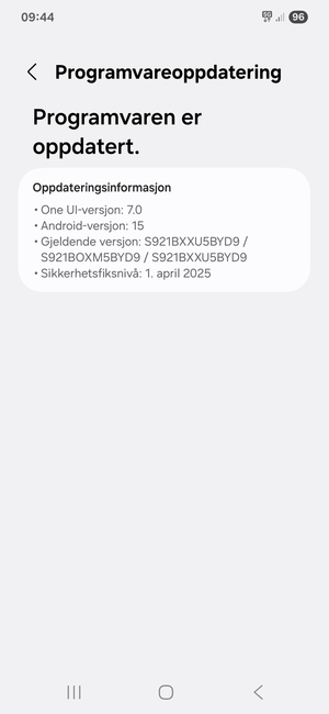 Hvis telefonen din er oppdatert, vil du se følgende skjermbilde