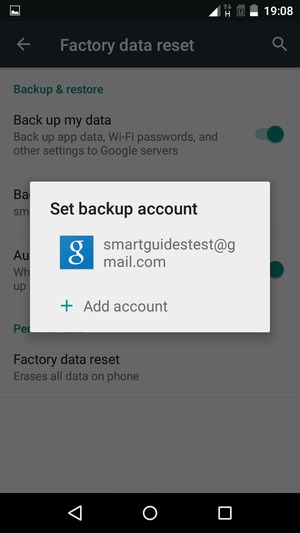 Select your backup account