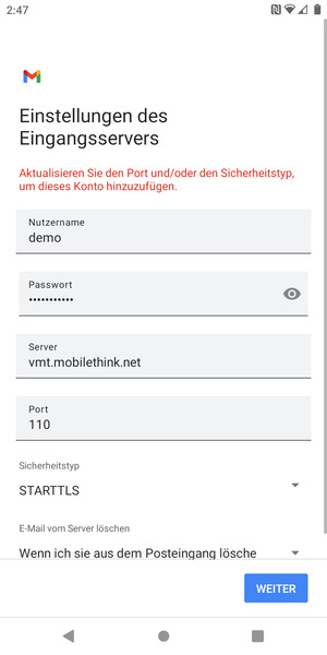 Wählen Sie Sicherheitstyp
