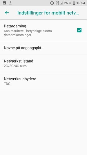 Slå Dataroaming til eller fra