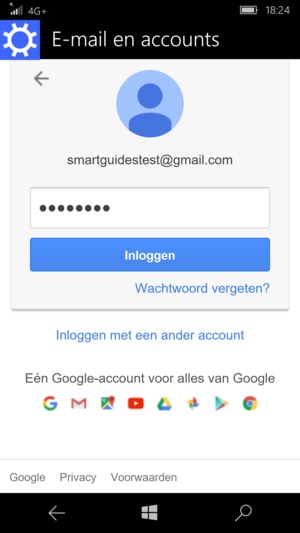 Voer uw wachtwoord in en selecteer Inloggen
