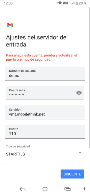 Seleccione Tipo de seguridad