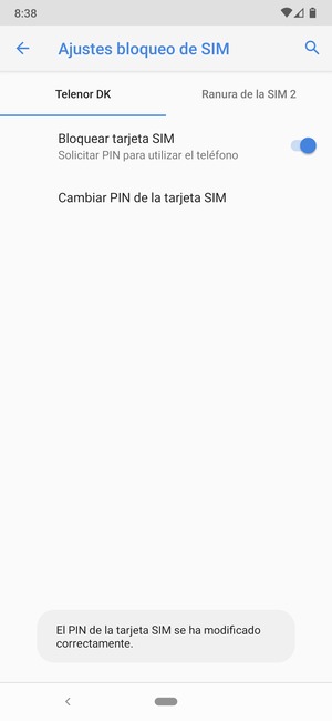 Su PIN de tarjeta SIM ha sido cambiado