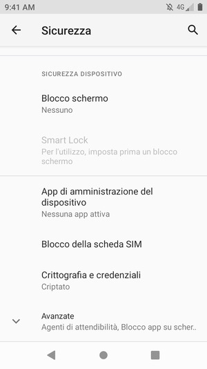 Scorri e seleziona Blocco della sheda SIM