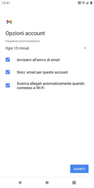 Seleziona AVANTI